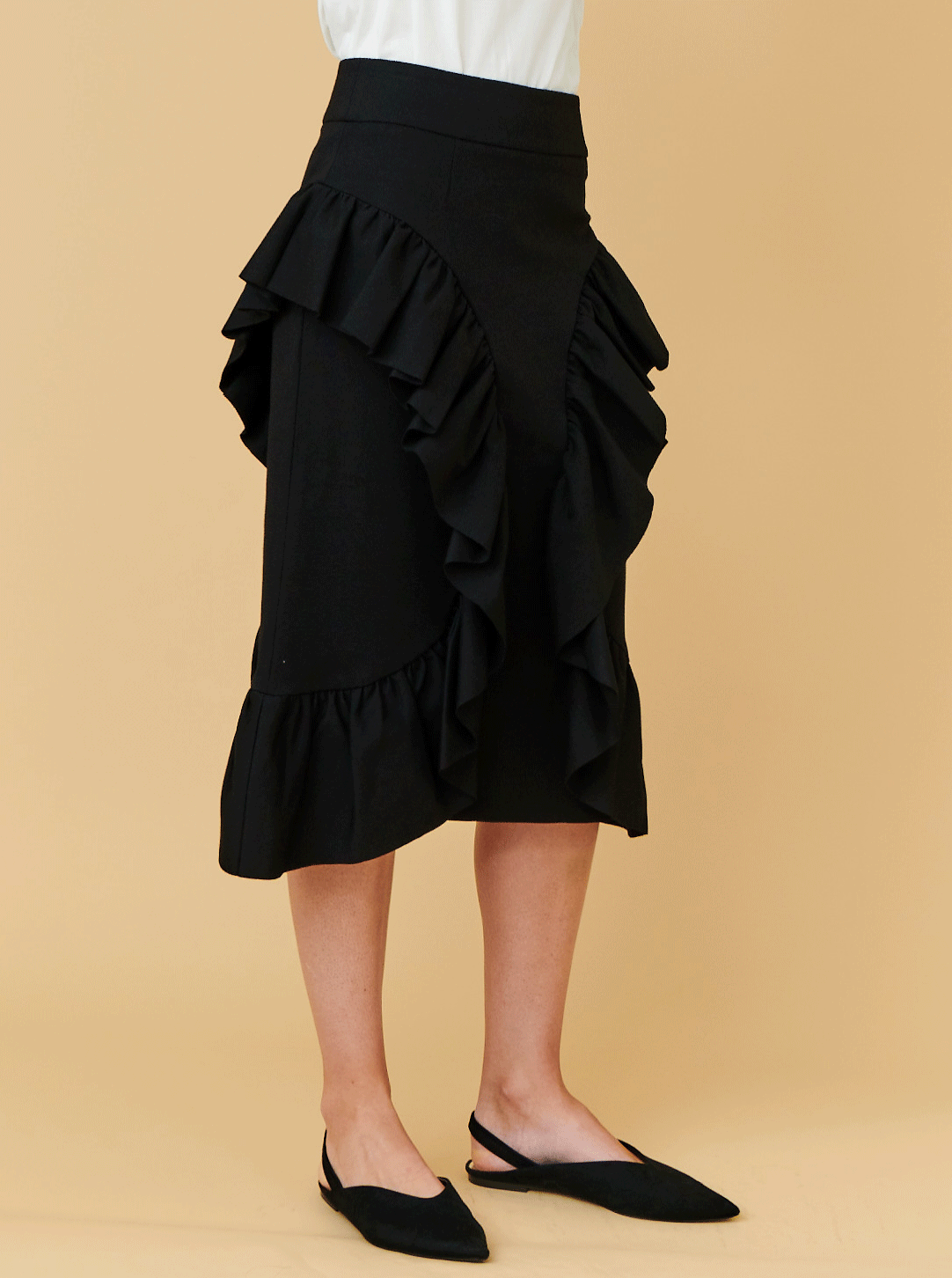 Rhi C Ruffle Skirt Black RHI