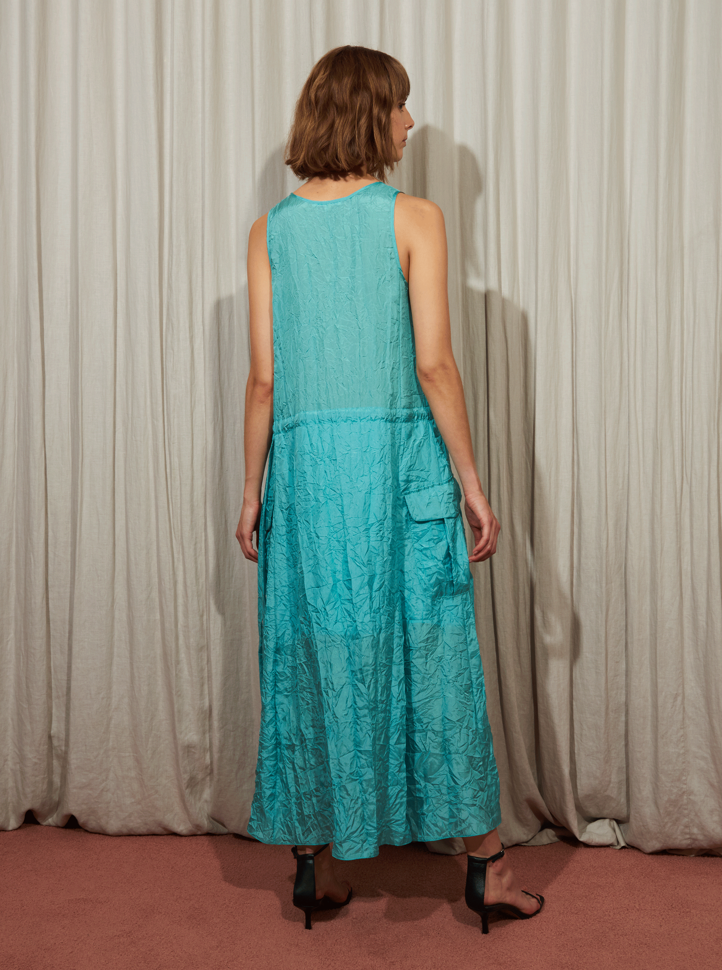 aqua crinkle smocked maxi dress Rhi