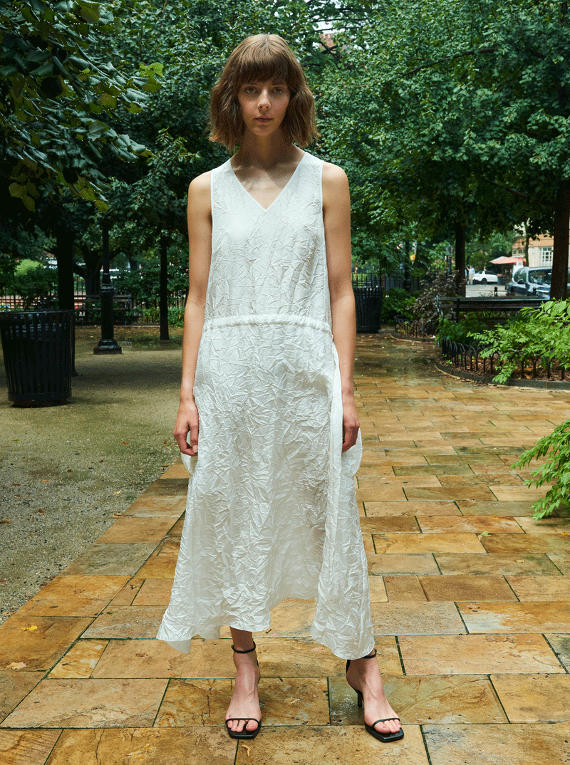 Rhi | Crinkle Silk Cargo Dress, Off White RHI Rhi | Crinkle Silk Cargo Dress, Off White RHI