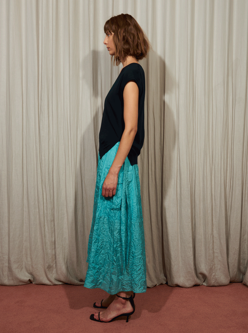 silk aqua dress Saskia Satin Midi Dress