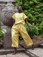 rhie west village double satin ensemble in yellow nyc