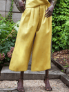 RHIE Womens Dia Double Satin Pant in Yellow front view