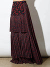 RHIE LAYERED BLACK AND RED PRINTED SKIRT