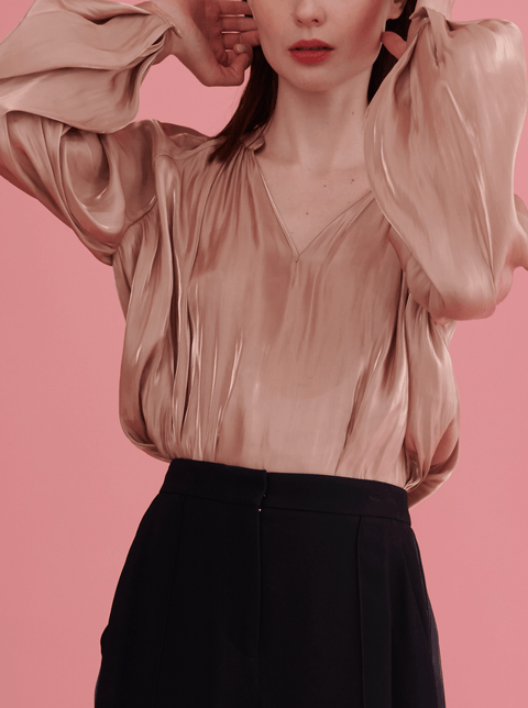 Rhie silky liquid charmeuse blouse in beige