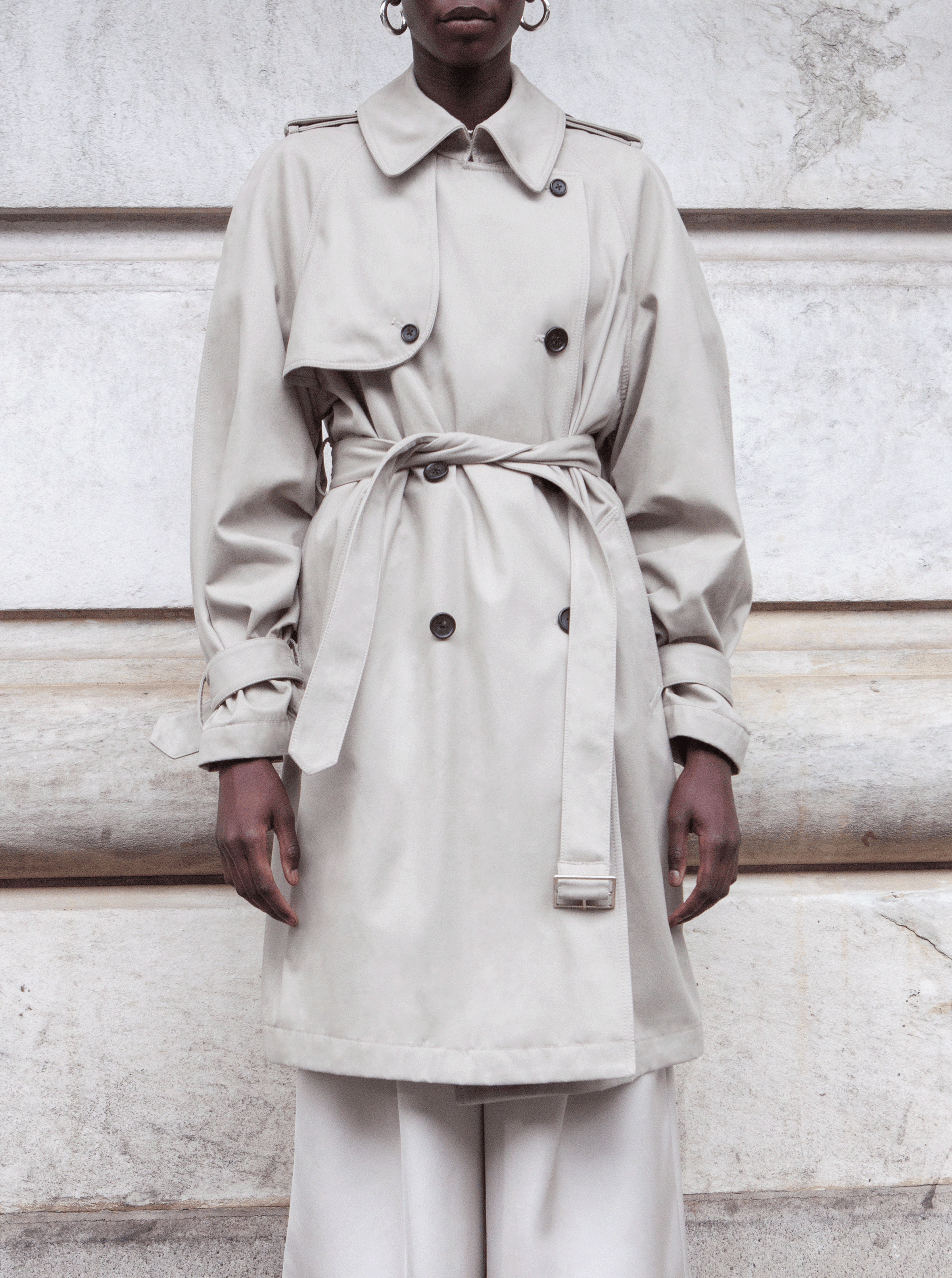rokh】IVORY nylon DECKARD TRENCH COAT rokh】IVORY nylon DECKARD TRENCH COAT