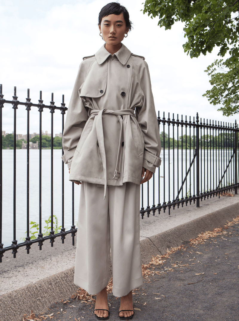 Short khaki trench deals coat